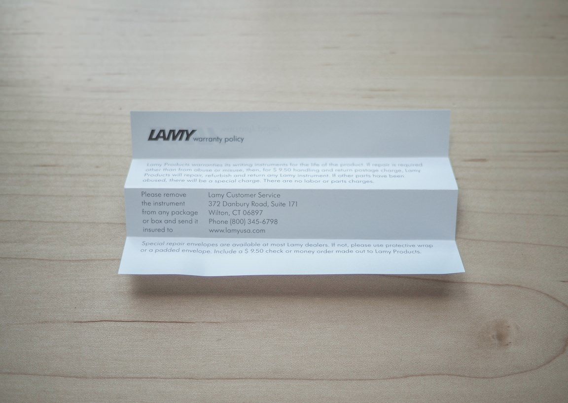 Lamy Warranty Policy